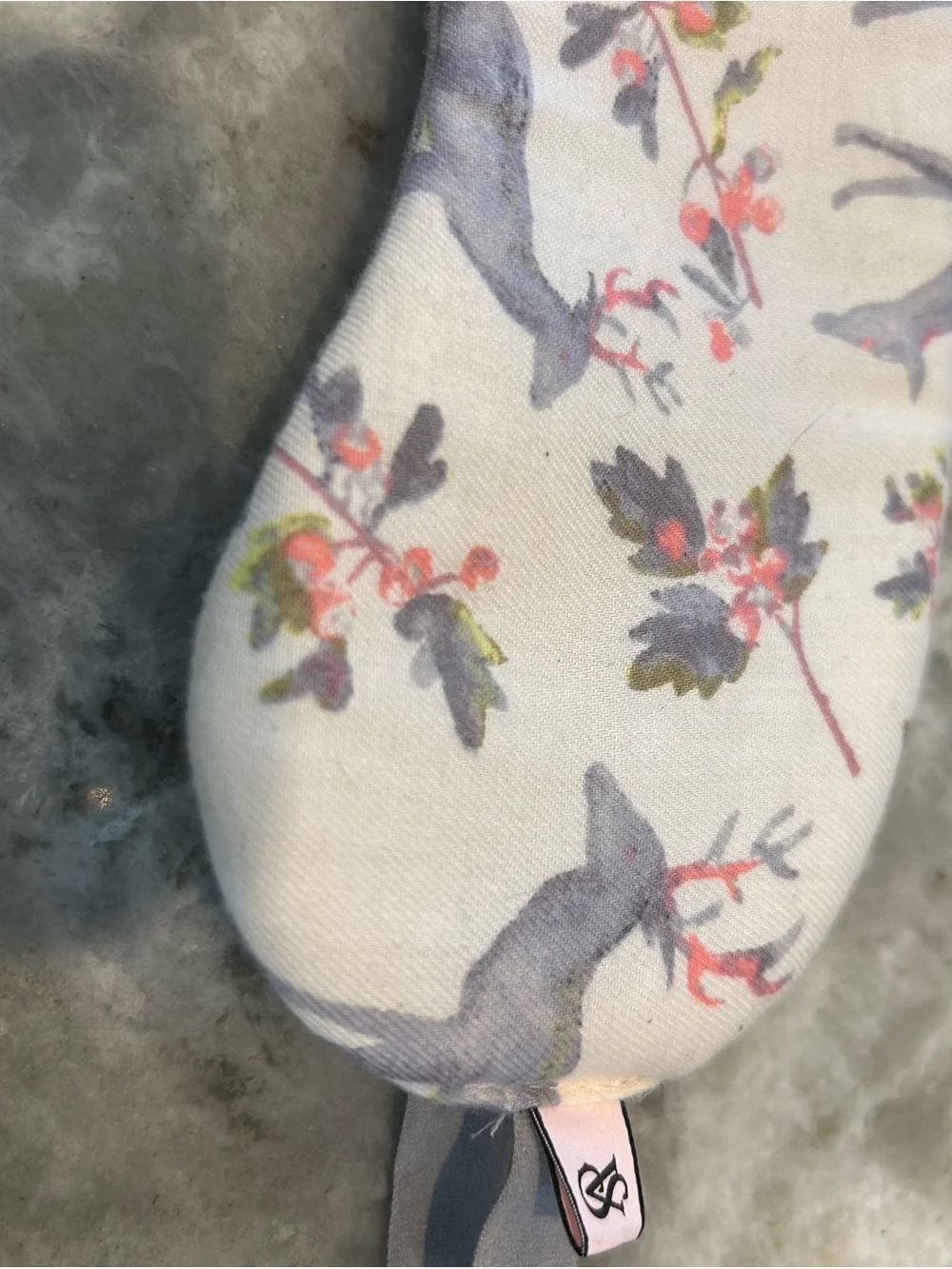 EUC Victoria's Secret White Sleep Mask with Gray Deer and Pink Floral Accents